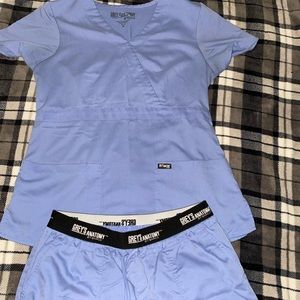 Grey’s Anatomy mock wrap scrub top and Aubrey scrub pant.